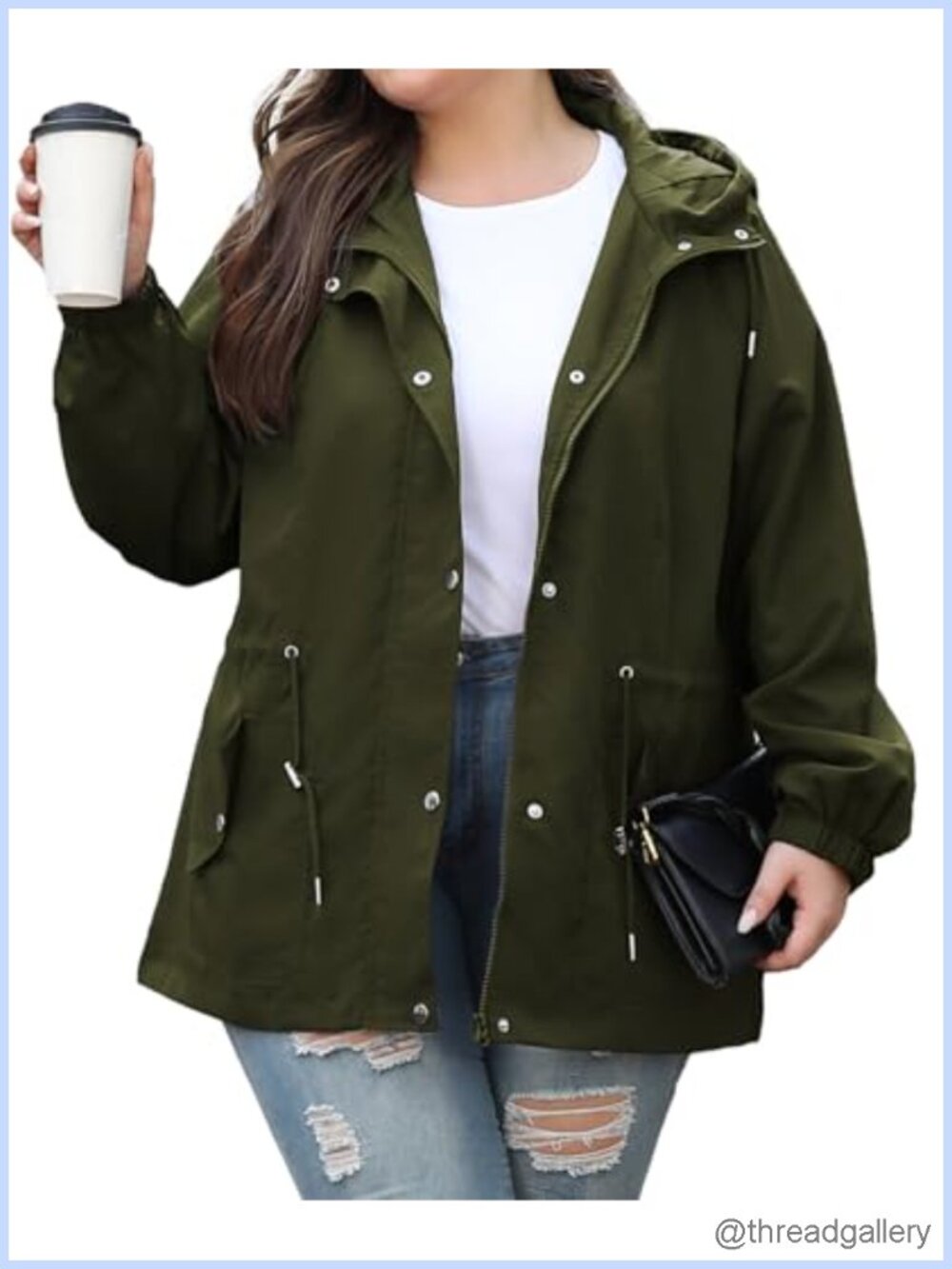 Plus Size Lightweight Waterproof Hooded Rain Jacket Windbreaker